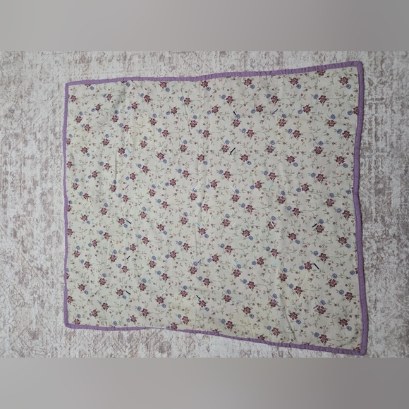 Vtg Purple- Homemade Patchwork Baby Quilt 30.5in X 35.5in - Picture 3 of 10